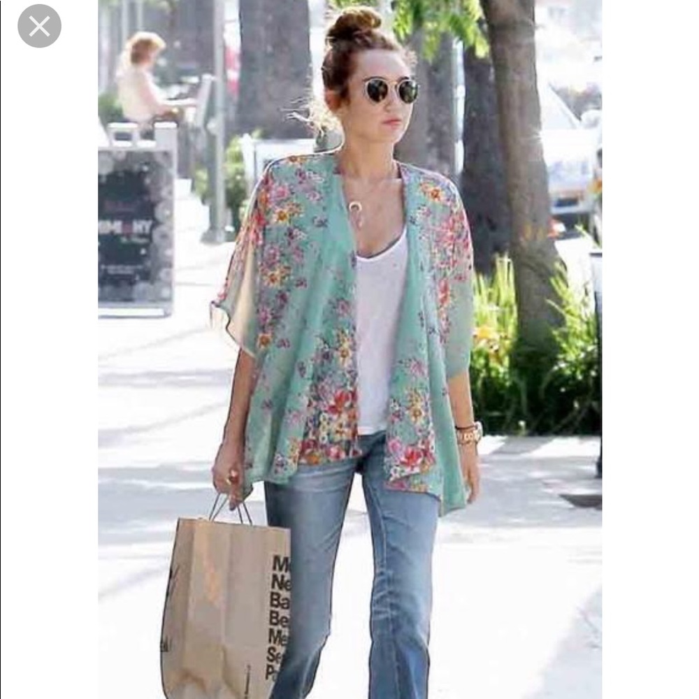 Lovers and Friends Green Floral Kimono XS